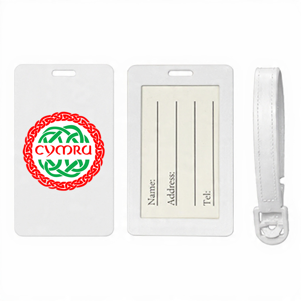 Cymru Suitcase Tag – Welsh Wales Luggage Tag with Celtic Knot Symbol, Travel ID Bag Label