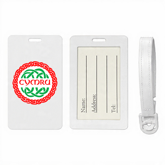 Cymru Suitcase Tag – Welsh Wales Luggage Tag with Celtic Knot Symbol, Travel ID Bag Label