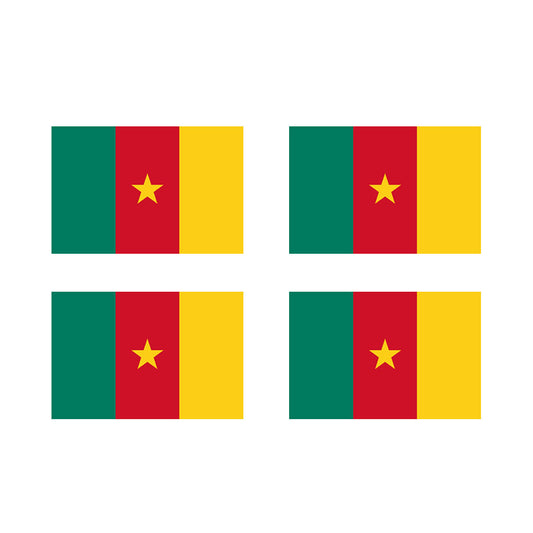 Set of 4 x Cameroon Flag Iron on Screen Print Transfer for fabric Machine Washable Cameroonian Flag