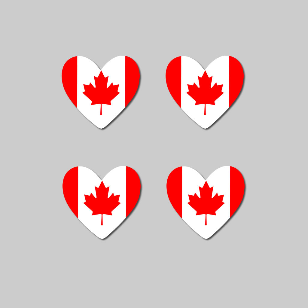 Set of 4 x Canada Flag Heart  Iron on Transfer for fabric Canadian Team