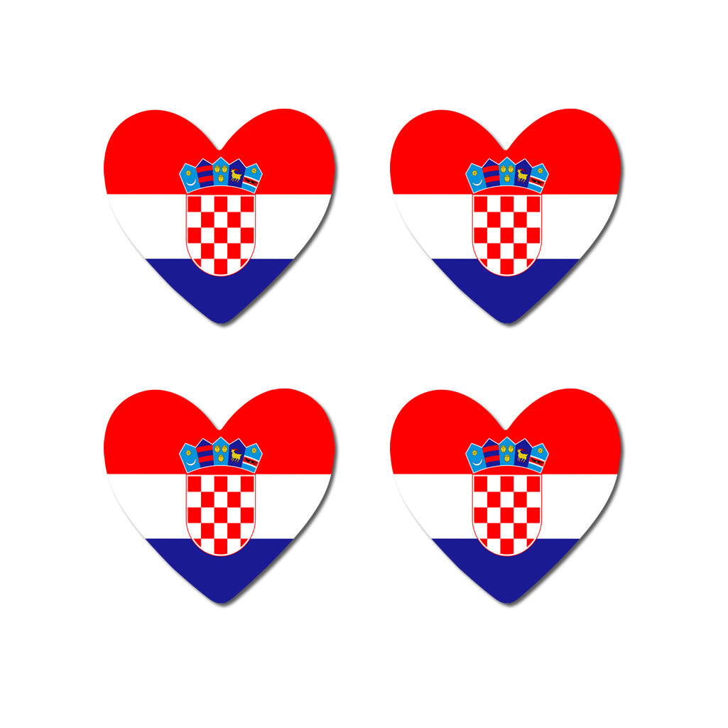 Set of 4 x Croatia Flag Heart  Iron on Transfer for fabric Croatian Team