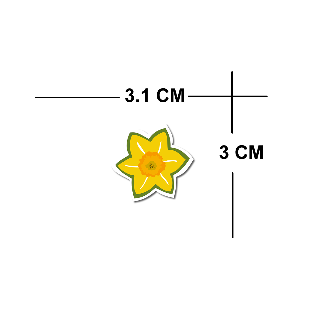 Set of 4 Daffodil Matte Vinyl Stickers, Welsh Flower Design, Yellow and Green, 3.1 x 3 cm