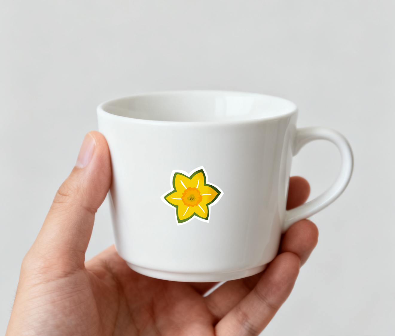Set of 4 Daffodil Matte Vinyl Stickers, Welsh Flower Design, Yellow and Green, 3.1 x 3 cm