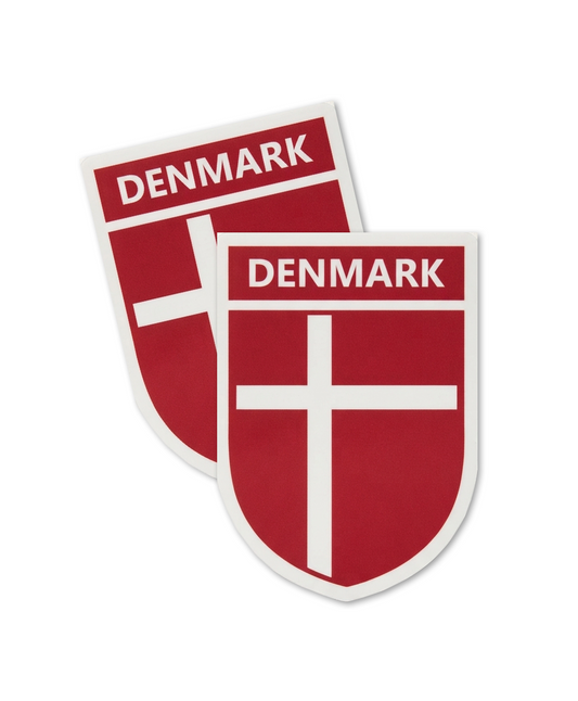 2 PACK Denmark Flag crest waterproof Gloss vinyl sticker Danish Team