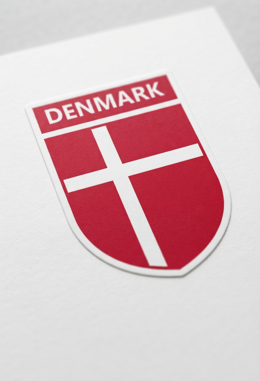 2 PACK Denmark Flag crest waterproof Gloss vinyl sticker Danish Team