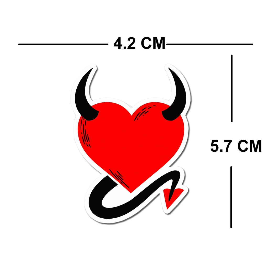 4 PACK Devil Heart waterproof Matte vinyl sticker devilish horn tail
