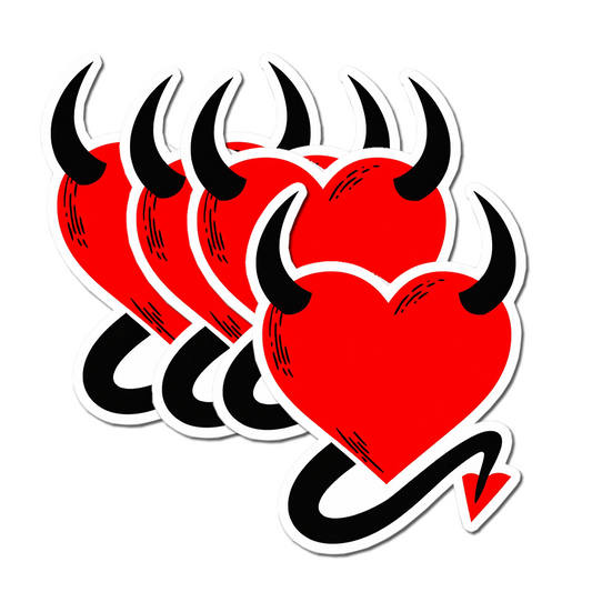 4 PACK Devil Heart waterproof Matte vinyl sticker devilish horn tail