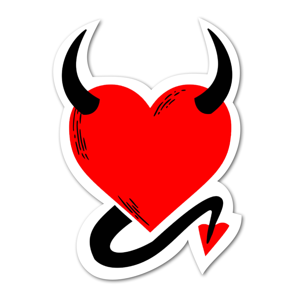 4 PACK Devil heart waterproof Gloss vinyl sticker Halloween Gothic horn tail