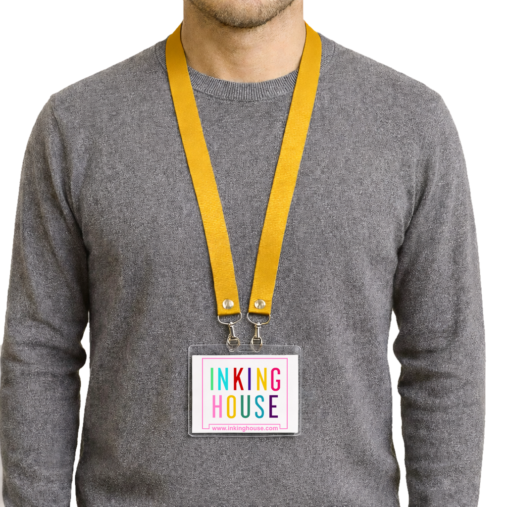 Printed or plain double clip Lanyard - Personalised /custom, neck strap ID CARD Holder Included