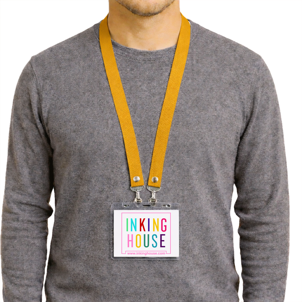 Printed or plain double clip Lanyard - Personalised /custom, neck strap ID CARD Holder Included