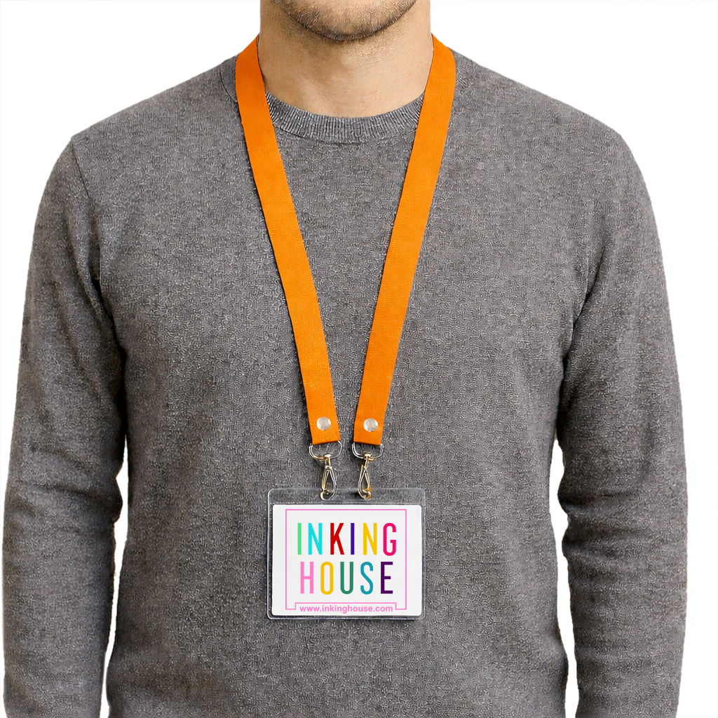 Printed or plain double clip Lanyard - Personalised /custom, neck strap ID CARD Holder Included