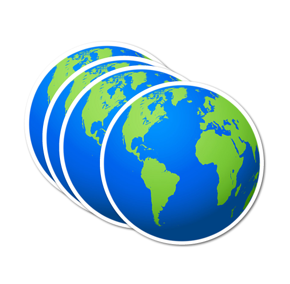 4 PACK Planet Earth / Globe waterproof Matte vinyl sticker paper world map