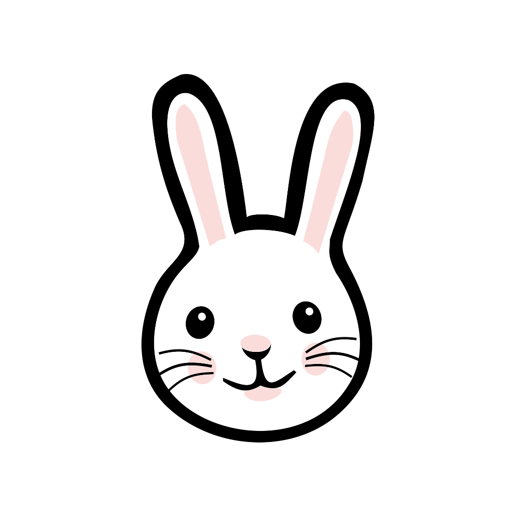2 X Bunny head Iron on Transfer for fabrics cute rabbit hare