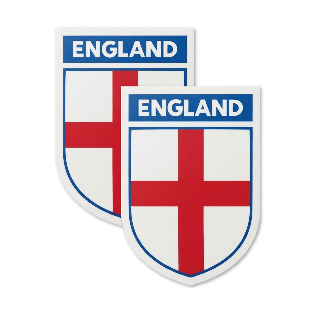 2 PACK English Flag crest waterproof Gloss vinyl sticker England Team