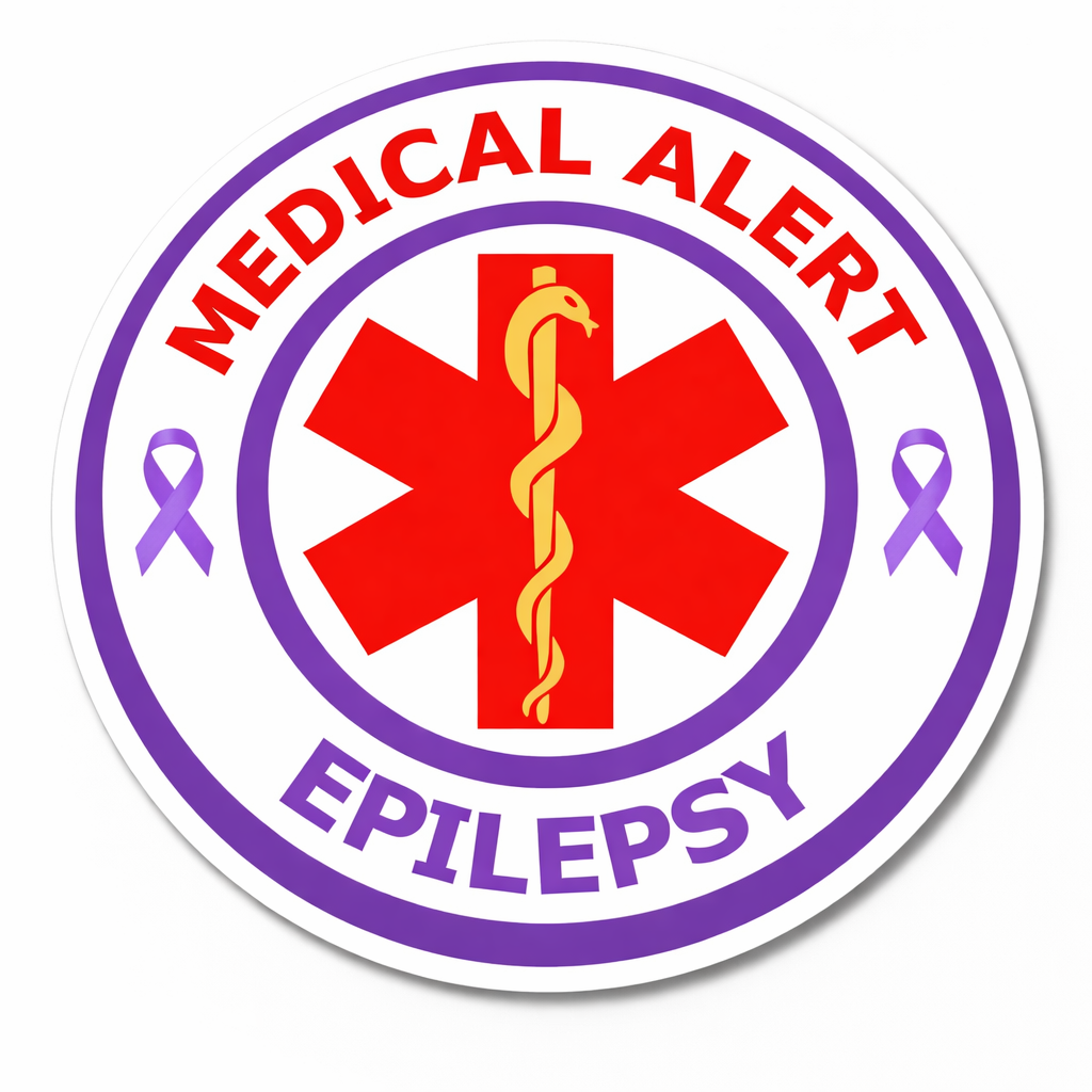 4 PACK Medical Alert Epilepsy awareness waterproof Matte vinyl sticker