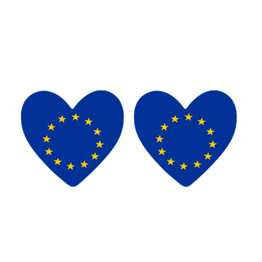 European Flag Heart TEMPORARY TATTOO  long lasting waterproof tats love Europe