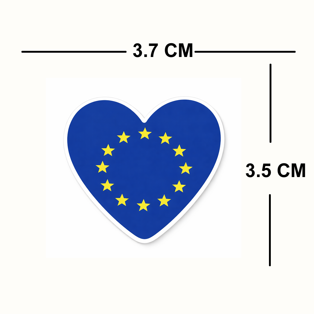 4 PACK Europe Flag heart waterproof Matte vinyl sticker