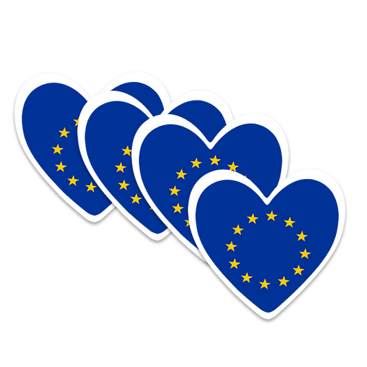 4 PACK Europe Flag heart waterproof Matte vinyl sticker