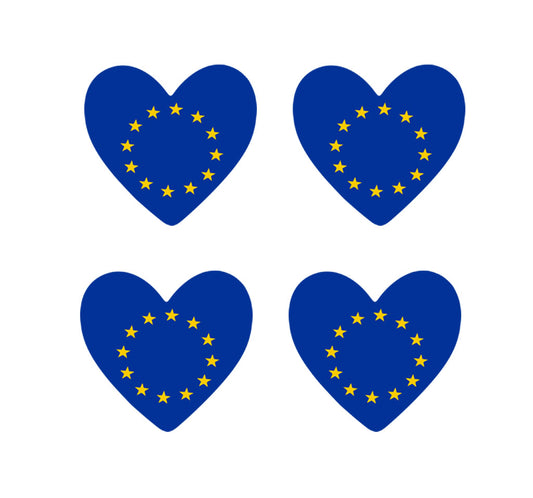 4 X Europe flag Heart Iron on transfer