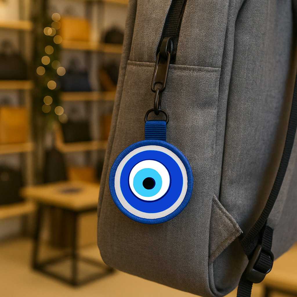 Evil Eye Tag Pull Bag Key Ring Keyring  Greek eye protection