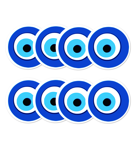 8 PACK Evil eye waterproof Glossy vinyl sticker paper outdoor protection Nazar