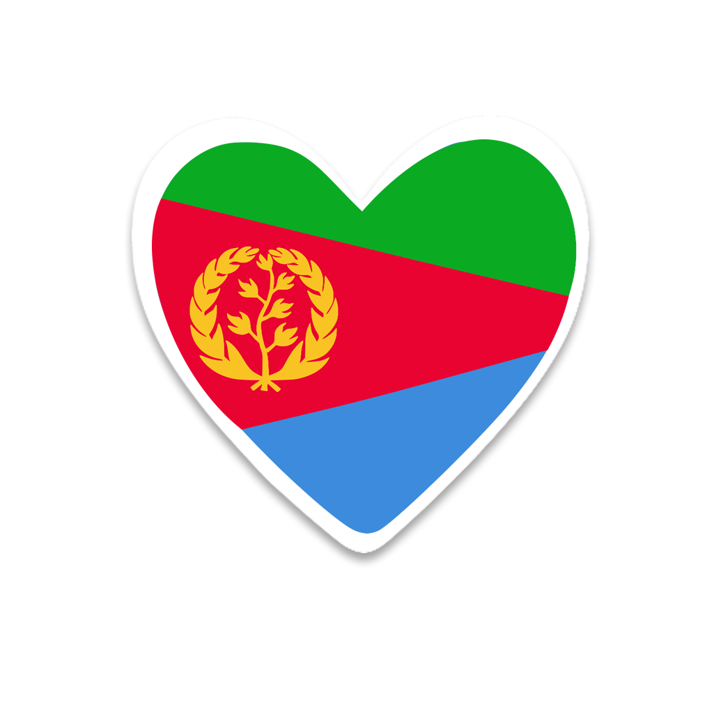 4 PACK Eritrea Flag heart waterproof Matte vinyl sticker paper Eritrean Team