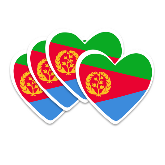 4 PACK Eritrea Flag heart waterproof Matte vinyl sticker paper Eritrean Team