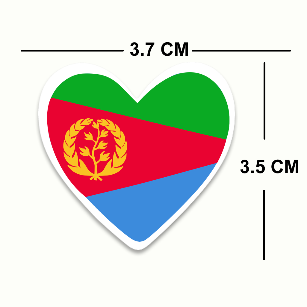 4 PACK Eritrea Flag heart waterproof Matte vinyl sticker paper Eritrean Team