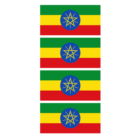 Set of 4 x Ethiopia flag Iron on Screen Print for fabric Machine Washable Transfer Ethiopian Flag