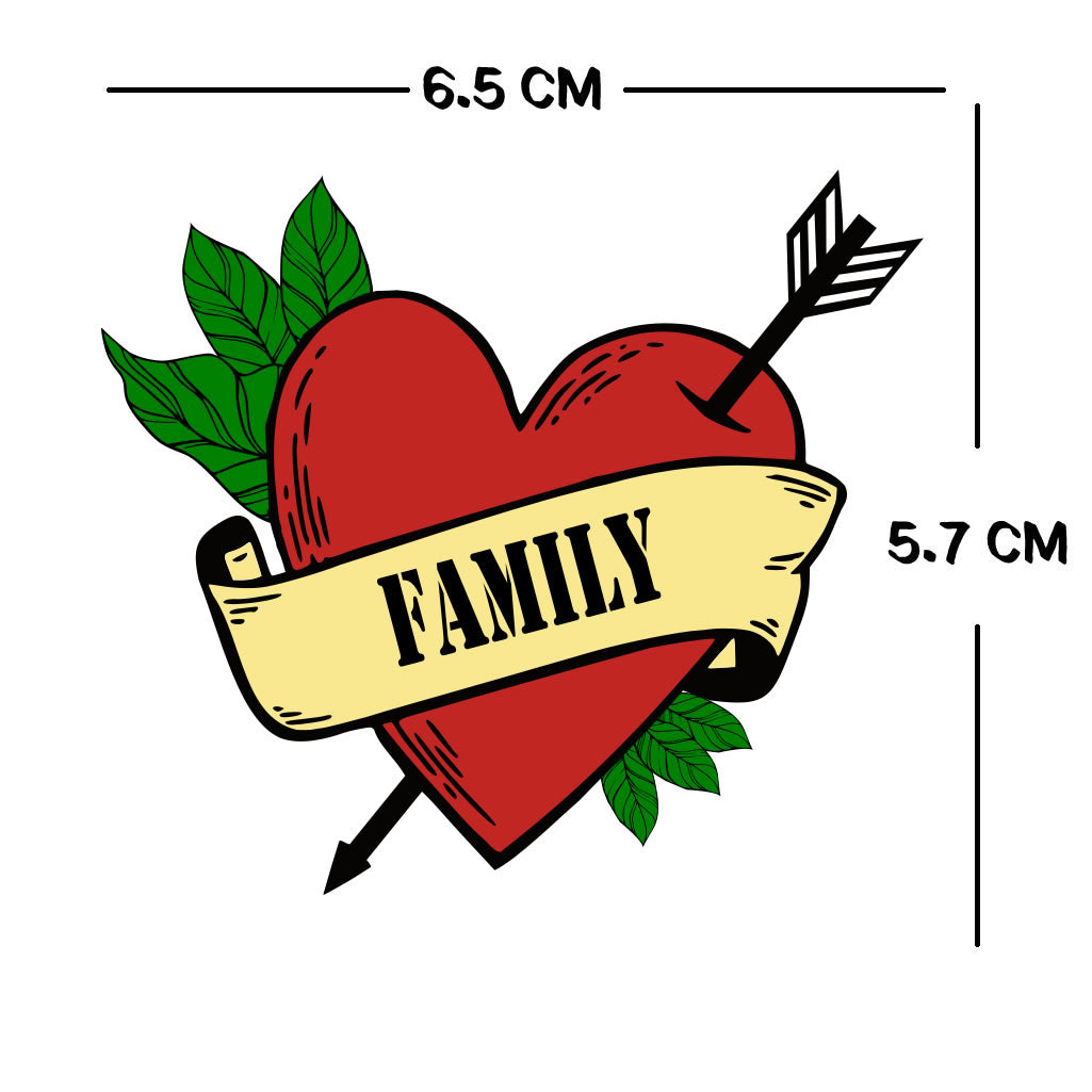 Family HEART arrow Temporary Tattoo long lasting love loyalty