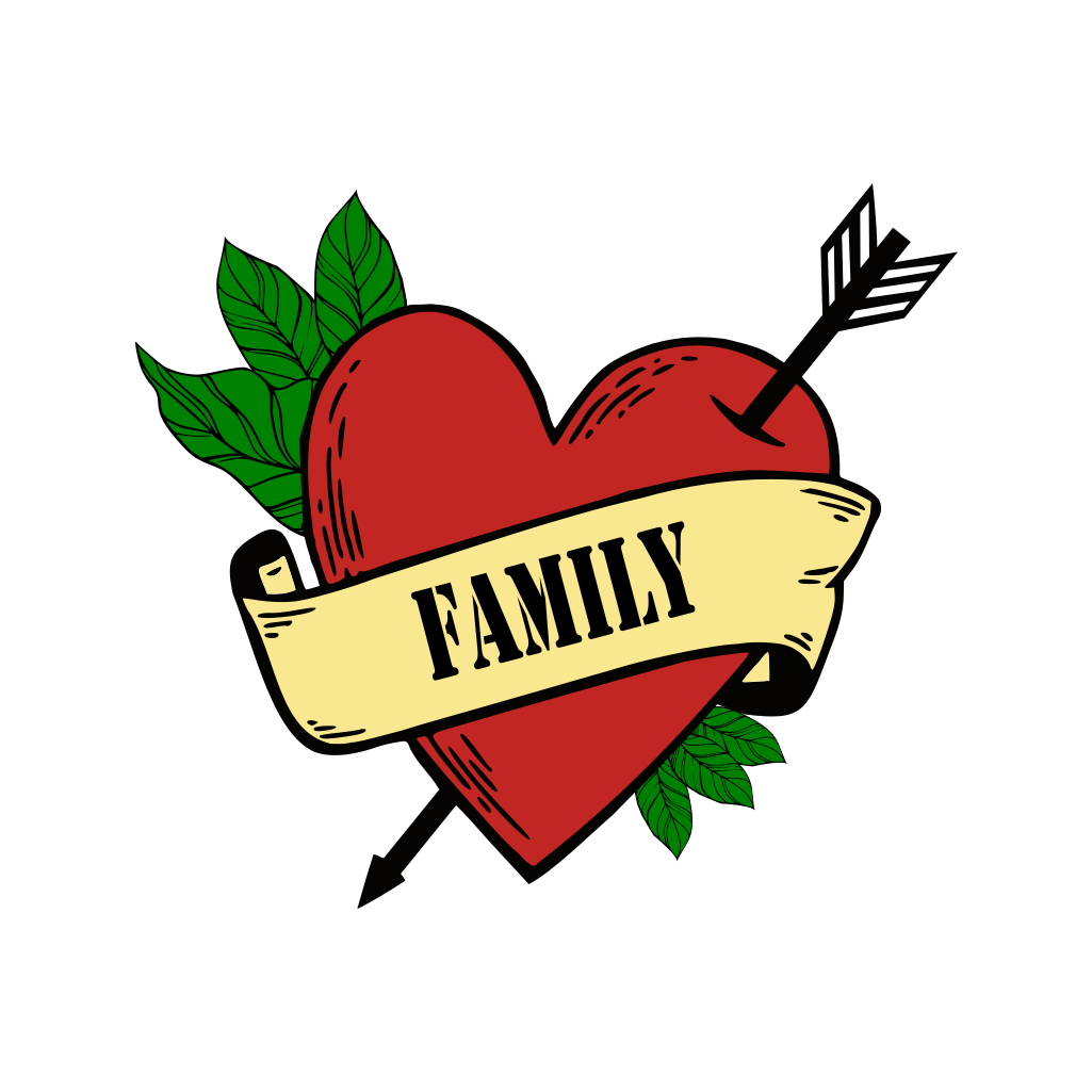 Family HEART arrow Temporary Tattoo long lasting love loyalty