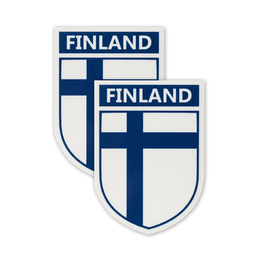 2 PACK Finland Flag crest waterproof Gloss vinyl sticker Finish Team