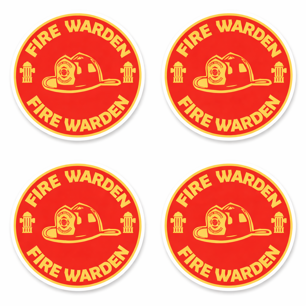 4 PACK Fire Warden waterproof Matte vinyl sticker