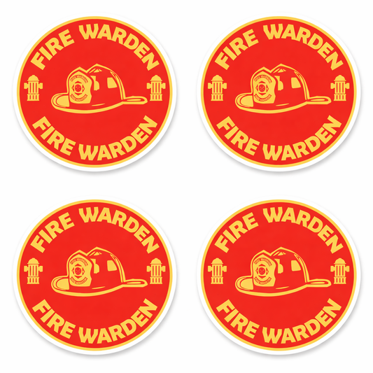 4 PACK Fire Warden waterproof Matte vinyl sticker