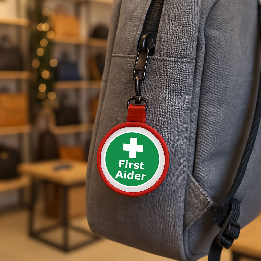 First Aider Tag Pull Bag Key Ring Keyring Medical alert first responder aid