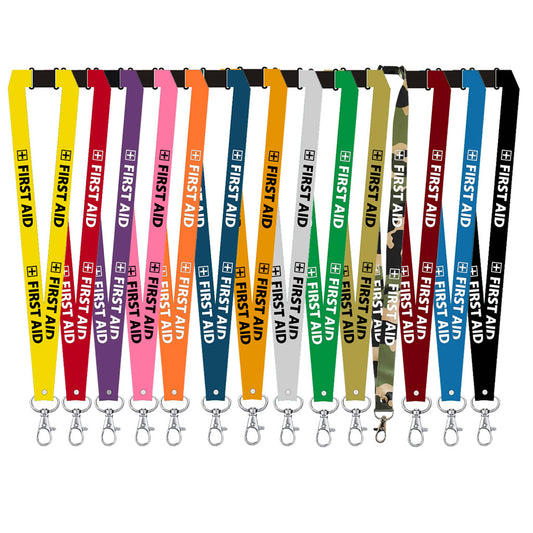 First Aid printed Lanyard neck strap, ID HOLDER included Safety Breakaway Clip UK Stock