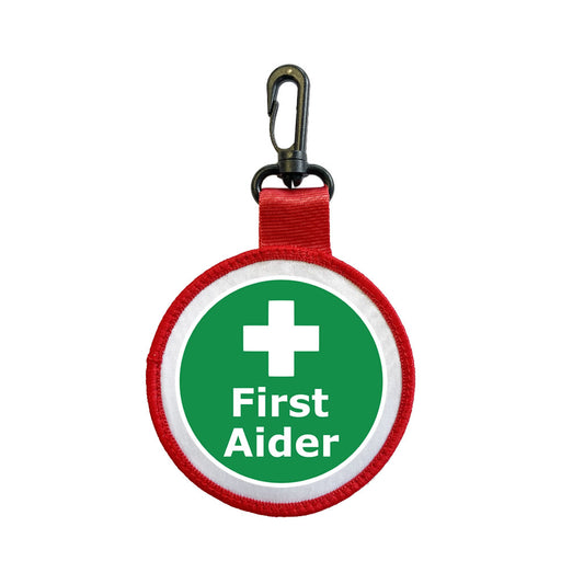 First Aider Tag Pull Bag Key Ring Keyring Medical alert first responder aid