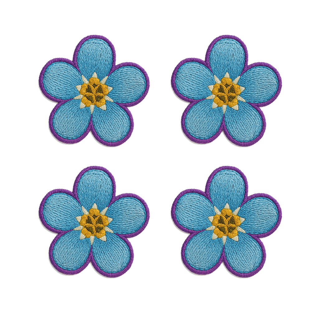 4 X Dementia Awareness Iron on Transfer for fabrics forget me not flower