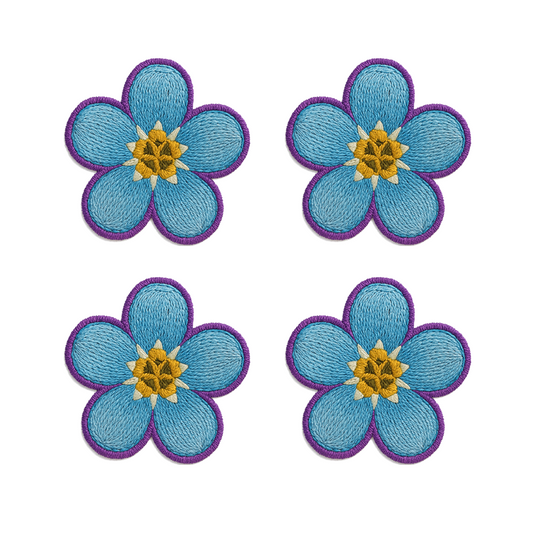 4 X Dementia Awareness Iron on Transfer for fabrics forget me not flower