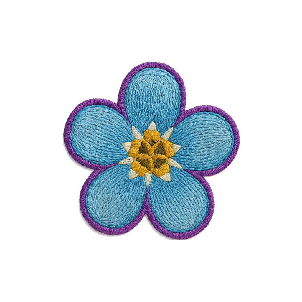 Dementia Awareness Iron on Transfer for fabrics forget me not flower