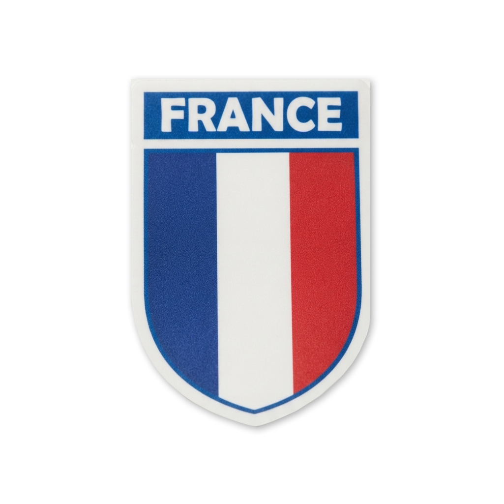 French Flag Crest Vinyl Sticker 4.2 x 5.6 cm, Pack of 2 France team