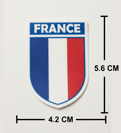 French Flag Crest Vinyl Sticker 4.2 x 5.6 cm, Pack of 2 France team