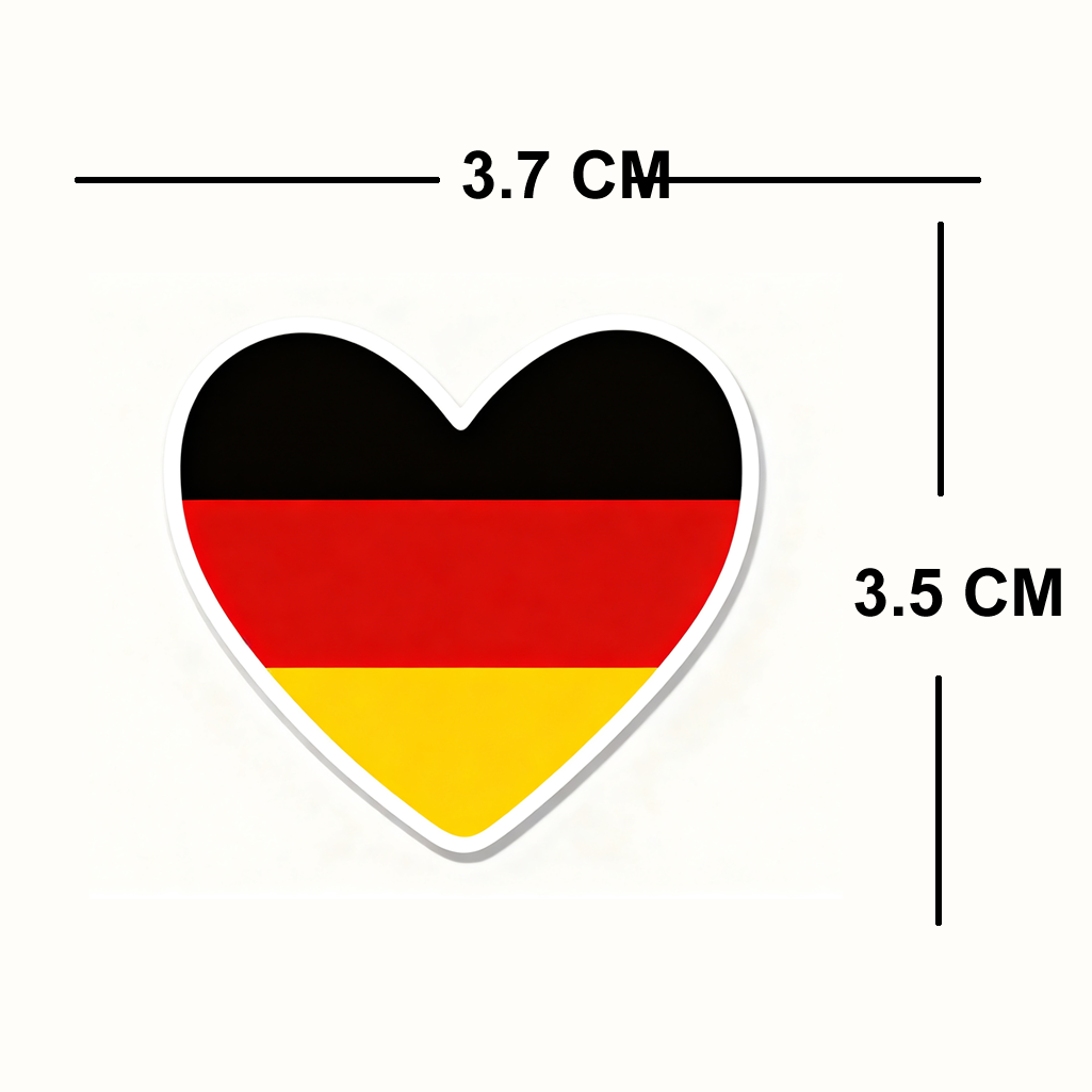 4 PACK Germany Flag heart waterproof Matte vinyl sticker paper German Team