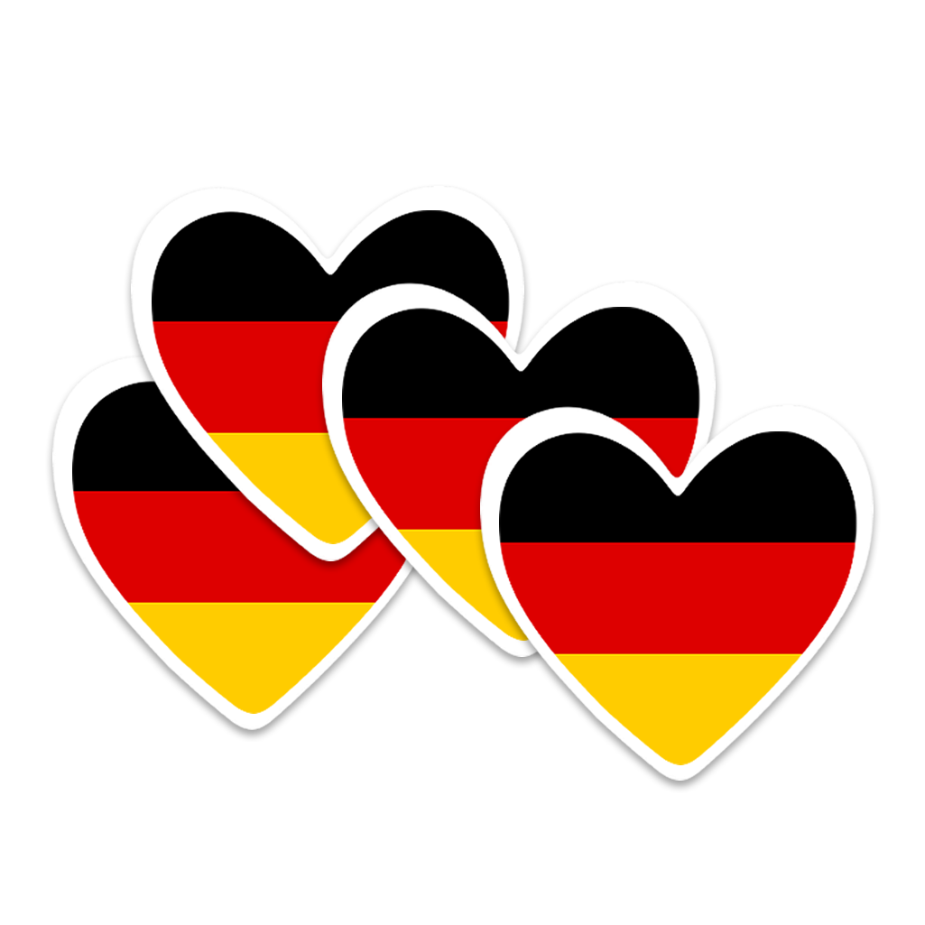 4 PACK Germany Flag heart waterproof Matte vinyl sticker paper German Team