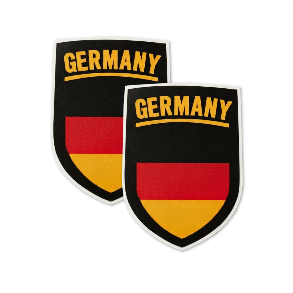 2 PACK German Flag crest waterproof Gloss vinyl sticker Germany Team