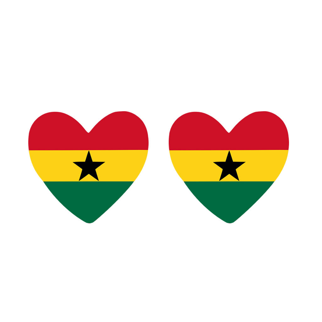 2 x  Ghana Flag Heart Temporary Tattoo Ghanian Team support body art