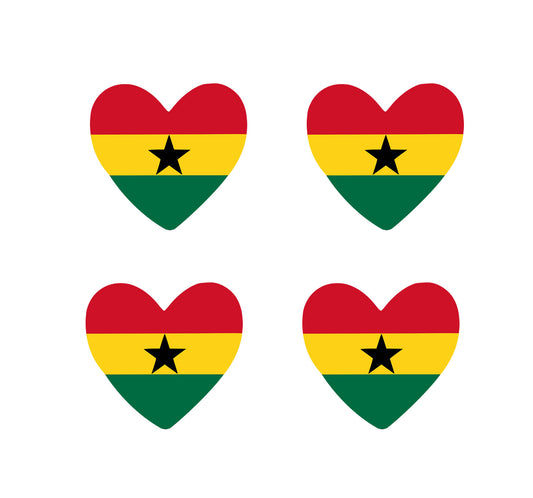 4 X Ghana flag Heart Iron on transfer