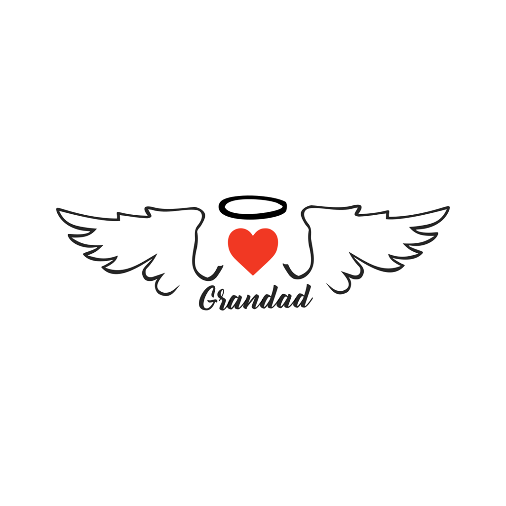 Grandad wings Temporary Tattoo Rip in memory of grand father heart halo heaven