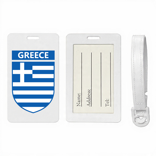 Greece Flag Crest Suitcase Tag, Luggage Tag