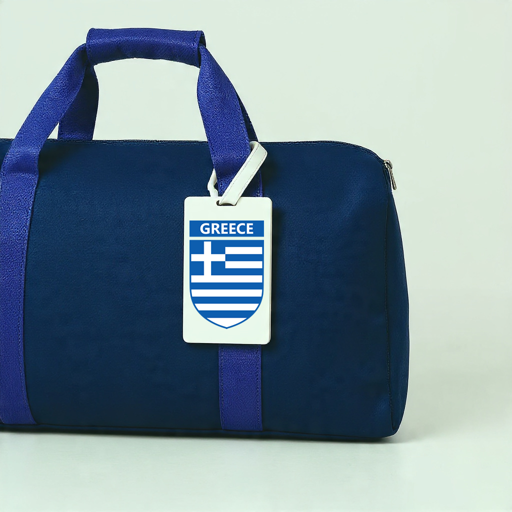 Greece Flag Crest Suitcase Tag, Luggage Tag